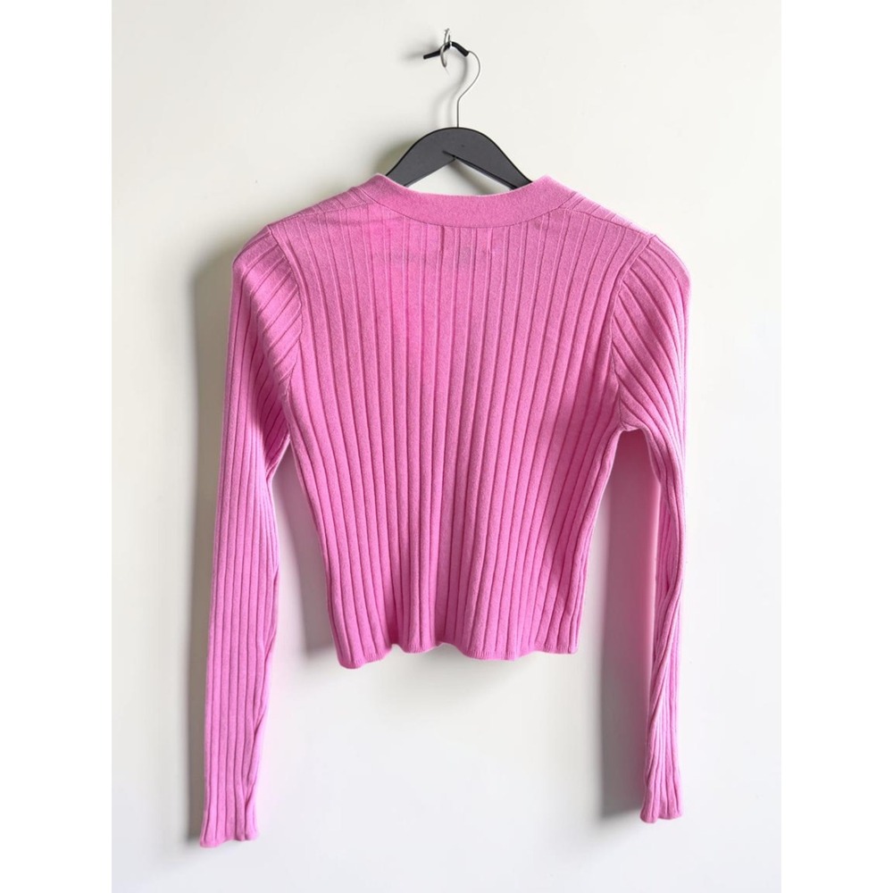 Universal Thread Pink Ribbed Cardigan Sweater‎ Size Small Cropped Button Front - Picture 2 of 4